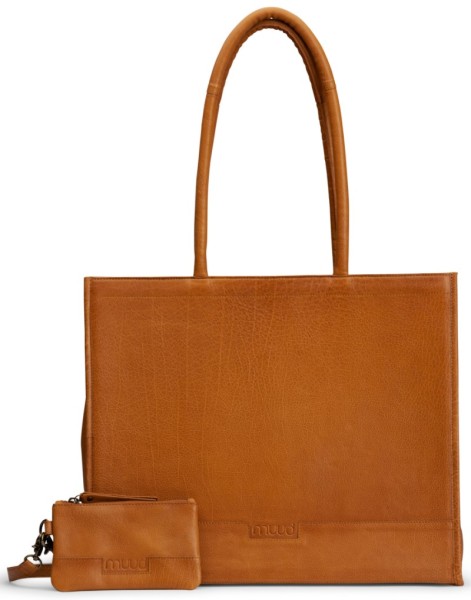 Bina XL - Handmade leather shopper with detachable wallet from muud
