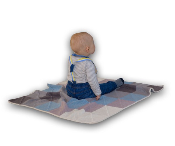 Woll-Paket Baby-Decke in Patchwork-Technik (90x90cm)